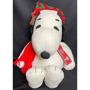 Vintage Christmas Peanuts Snoopy It's About Love, Charlie Brown Nylon Plush 22"